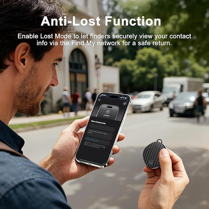 Air Tracker Tags-4 Pack, Bluetooth Air Tracker Compatible with Apple Find My Network (iOS Only), Smart Tag Item Finder for Keys, Wallet, Luggage, Backpack - Fast Location Updates, Black