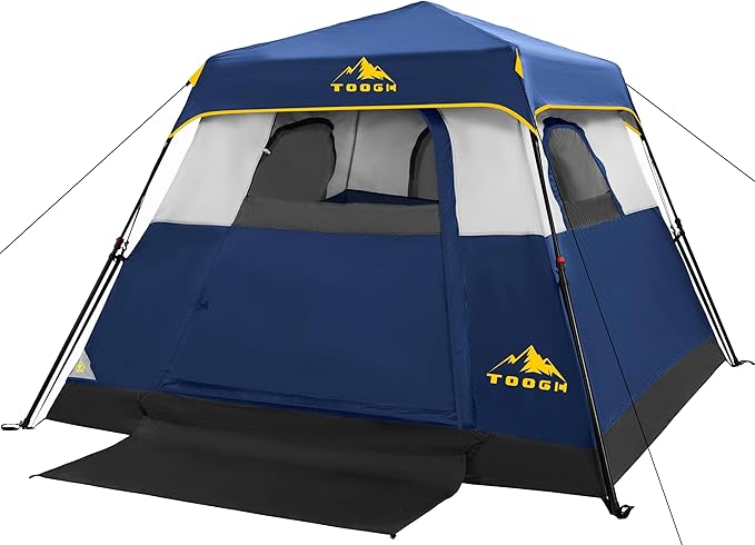 3/4 Person/6 Person Camping Tent Fast Cabin Tent with Instant Setup Tent, Weatherproof Tent Easy Quick Set Up & Pop Up in 60 Seconds with Rainfly Backpack for Family Camping,Upgraded Ventilation