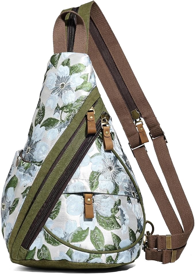 KL928 Canvas Sling Bag - Small Crossbody Backpack Shoulder Casual Daypack Rucksack for Men Women(Large Version)