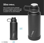 EcoVessel Stainless Steel Water Bottle with Insulated Dual Lid, Insulated Water Bottle with Strainer and Silicone Bottle Bumper, Coffee Mug – 32oz (Slate Grey)