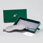 Luxury Silk Sleep Mask with 22mm Mulberry Silk, Velvet Elastic Band, Heat Therapy Pocket, and Travel Pouch, Grey Color