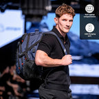 Swissdigital Design Laptop Backpack with USB Charging Port, Travel Backpack Fits 15.6 inches Computer, 31L College School Backpack for Men, Blue/Black | SD803-12