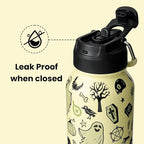 BOTTLE BOTTLE 32oz Insulated Water Bottle Stainless Steel Sport Water Bottle with Straw Dual-use Lid Design for Gym with Pill Box