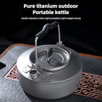 Camping Kettle Titanium Camp Tea Coffee Pot Portable Lightweight Tea Kettle Teapot Fast Heating Campfire Kettle for Stove Top, Boiling Water, Outdoor, Hiking, Camping, Picnic, Traveling