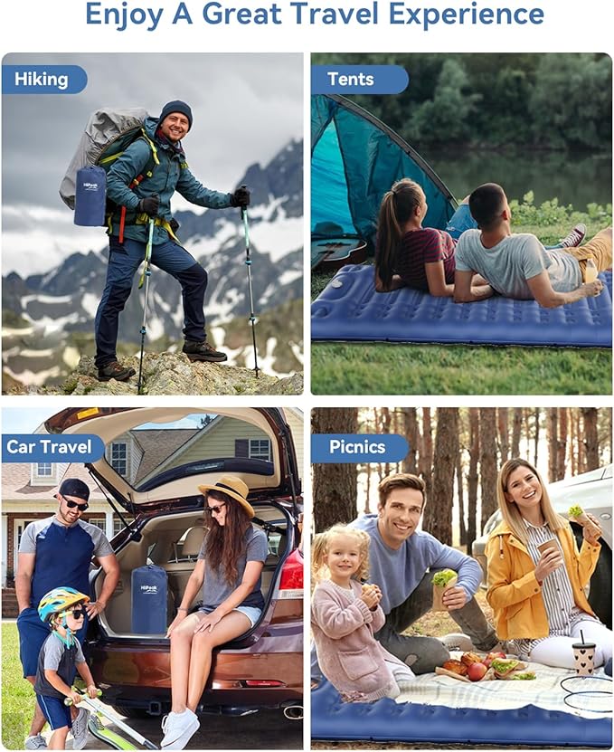 HiiPeak Sleeping Pad - Ultralight Inflatable Sleeping Mat with Built-in Foot Pump, Durable Compact Waterproof Camping Air Mattress for Camping, Backpacking, Hiking, Tent Trap Traveling