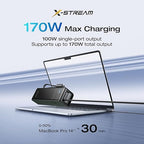 EF ECOFLOW Rapid Power Bank, 25,000mAh, 170W, 100W Built-in and Retractable Cables, Portable Charger with Triple 100W USB-C Port, Compatible with iPhone Series, Samsung, Laptop and More, Green