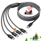 USB C Splitter Multi Charging Cable, Dual Type C Charger Cord,4 in 1 Multiple Nylon Braided Cable with 4 Type-C Connectors Compatible with iPhone 17 16 Pro Max/Tablets/Google-1Pack 5FT.