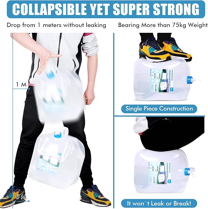 INNO STAGE 2 PACK Collapsible Water Container 5.3 Gallon with Spigot, Camping Water Storage Carrier Jug for Outdoors Hiking, Foldable Portable Water Canteen