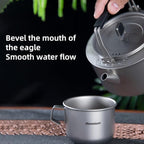 Camping Kettle Titanium Camp Tea Coffee Pot Portable Lightweight Tea Kettle Teapot Fast Heating Campfire Kettle for Stove Top, Boiling Water, Outdoor, Hiking, Camping, Picnic, Traveling