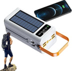 Solar Battery Mobile Bank - 120W External Power Bank, 50000mAh 4 Outputs & 3 Inputs | Portable Survival Gear with Light, Built-in Cables for Devices, Road Trip, Hiking, Backpacking, Camping, Fishing