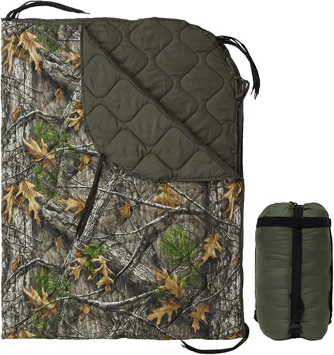 LOOGU Camo Blanket Waterproof Insulation Poncho Liner for Outdoor Camping, Hiking, Hunting, Survival, Backpacking, Picnicking