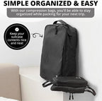 8 Piece Compression Packing Cubes Set - Double Capacity Design for Travel - Small, Medium & Large Sizes - Carry-On Suitcase Organizer Bags (Black)