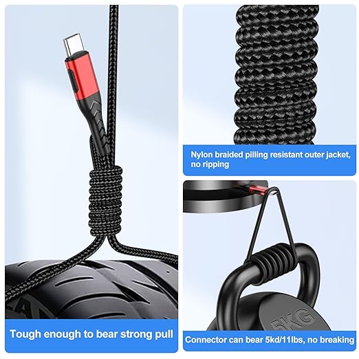 Durcord USB C Charger Cable, Upgarded 2Pack 1ft Fast Charging 1 Feet USB Type C Charging Cord Cable, 1 Foot Type C Charger Premium Nylon Braided USB Cable Compatible with iPhone 15/Pro/Plust/Max-Red
