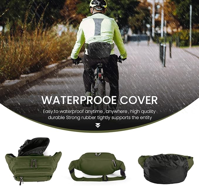 CXWMZY Fanny Packs For Women & Men Waist Pack Hip Bum Bag with Multi-Pockets Large Capacity Waterproof Casual Bum Bag for Disney Traveling Casual Cycling Running Hiking (Army Green)