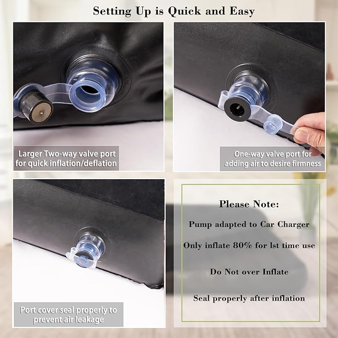 Car Air Mattress Back Seat Car Camping Bed, SUV Inflatable Bed with Pump and Pillows