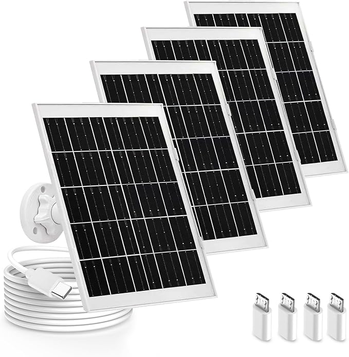 4 Pack 8W Solar Panel Charger Compatible with Arlo Essential Solar Panel Charger (2nd Generation, Arlo Essential Outdoor Camera & Essential Outdoor XL Camera 2nd Generation VMA6600，Pro 2K 6th Gen 2025