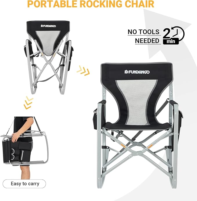FUNDANGO Camping Director Chair for Adults, Foldable Portable Chair Outdoor Folding for Outside, Backyard, Patio, Lawn, Garden