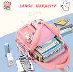 PRLINJSK Girls Backpack，Cute School Backpack for Girls Kids Teens，Kawaii Bookbag for Primary Elementary，Green