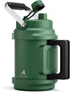 64oz Insulated Water Bottle for Outdoors: 2-in-1 Straw Spout Lid, Dual Handle, Leakproof, Keep Cold 48H, Half Gallon Stainless Steel Water Jug for Sports, Camping, Gym, Work, Beach, Fishing (Forest)