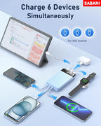 SABANI Portable Charger 35000mAh Power Bank - Portable Battery with 4 Built in Cables, 22.5W Fast Charging Battery Pack Compatible with iPhone 16 15 14 13 Samsung Android Phone etc (1 Pack, Blue)