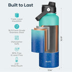 BUZIO Insulated Water Bottle with Straw, 40 oz Stainless Steel Sports Wide Mouth Water Bottle, BPA-Free Flex Cap and Straw Lid, Wide Mouth BPA-Free Sweat-Proof Sports Water Flask, Keep Hot Cold