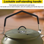 Camping Kettle Camp Tea Coffee Pot, 1L Stainless Steel Outdoor Campfire Camp kettle, Portable Lightweight Teapot Fast Heating Boiling Water, Ideal for Hiking Picnic Travel, Green