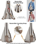 KL928 Canvas Sling Bag - Small Crossbody Backpack Shoulder Casual Daypack Rucksack for Men Women(Large Version)
