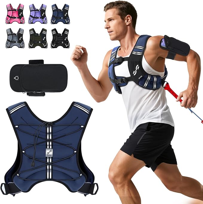 Sportneer Weighted Vest for Women Men: 8lbs/12lbs/15lbs/20lbs/25lbs Weight Vest with Detachable Phone Pouch Rucking Vest for Women Walking Strength Training Muscle Building Weight Loss