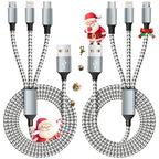Multi Charging Cable, (2 Pack 4FT) Multi USB Charger Cable 3 in 1 Charging Nylon Braided Fast Charging Cord with Type-C, Micro USB, IP Port for Most Phones/iPhones/Tablets