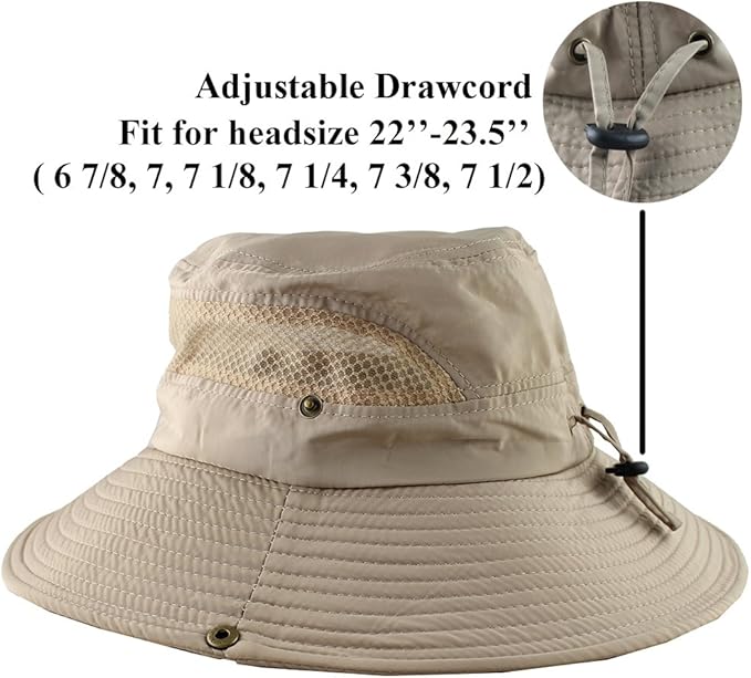 CAMOLAND Mens Fishing Hat Wide Large Brim Sun Hat with Outdoor UV Protection