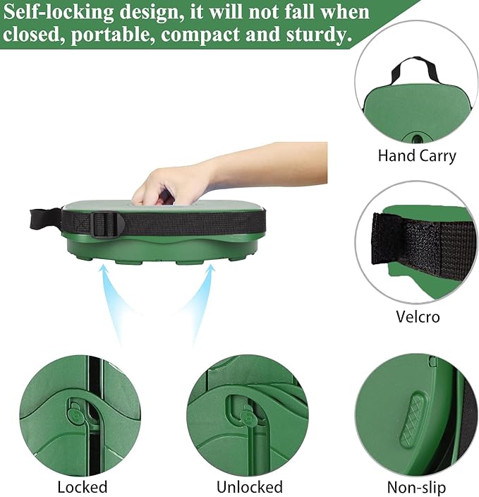 Fishboy Upgraded Square Collapsible Stool, 400lbs Max Weight, Lightweight But Sturdy, Portable Retractable Folding Telescoping Foldable Camping Stool for Adults Outdoor Fishing Hiking Travel BBQ