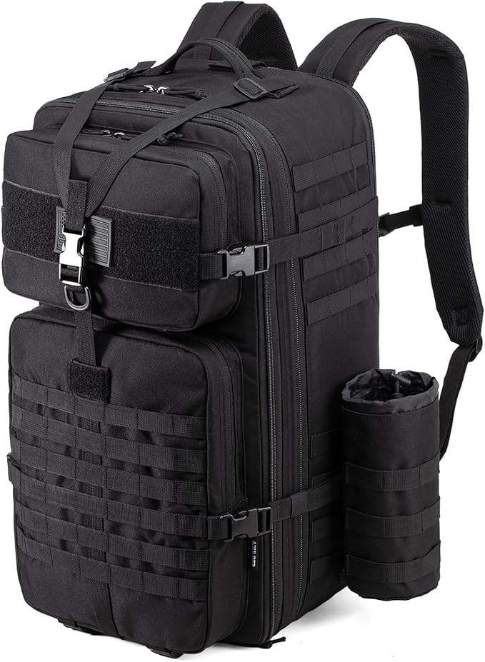 Tactical Backpack for Men, 50L/60L/70L Expandable Military tactical Backpack, Waterproof MOLLE Hiking & Camping Rucksack with Water Bottle Bag, Assault Pack & Bug Out Bag for Outdoor