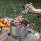 iBasingo 1.2L+1.8L+2.4L Titanium Pots Set with Lid Camping Cookware with Foldable Handle Portable Lightweight Cooking Kit Outdoor Kitchen Cooking Kit for Backpacking Hiking Picnic Fishing Ti2109C