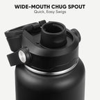 CIVAGO 40 oz Insulated Stainless Steel Water Bottle with Detachable Straw, Large Metal Water Jug with Bucket Handle, Leakproof Sports Water Flask with Silicone Boot for School, Dishwasher Safe, Navy