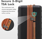 luggage sets 3 Piece with Spinner Wheel,100% PC Material Lightweight Durable,Expandable Carry On Travel Hardside Suitcase sets with TSA Lock for Men and Women (Black+brown)