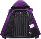 MOERDENG Women's Waterproof Rain Jacket Lightweight Raincoat Hooded Hiking Jacket Softshell Windbreaker