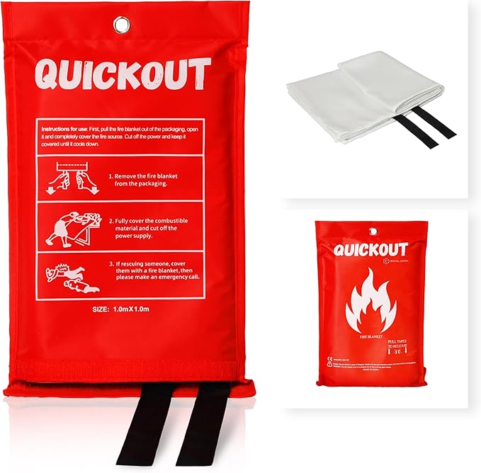 C CRYSTAL LEMON Fire Blanket Survival Cover for Kitchen – Home Safety Heat Protection for Small Cooking Accidents and Fire Suppression