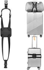 Luggage Straps Bag Bungees for Add a Bag Easy to Travel Suitcase Elastic Strap Belt， High Elastic Suitcase Adjustable Belt Bag Bungees with Buckles (Black/Black)