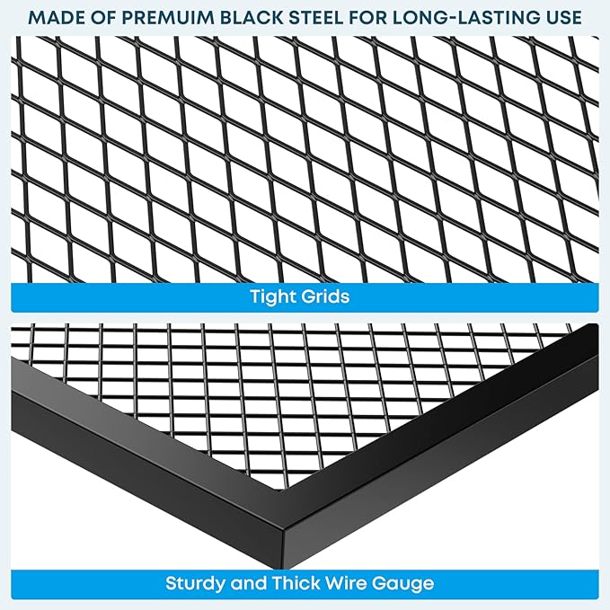 Stanbroil Adjustable Swivel Grill - Steel Mesh Cooking Grate with Spike Pole and Griddle Plate for Outdoor Open Flame Cooking - Dual Campfire Steel Cooking Grill Grate Swivel System
