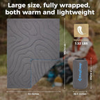 KingCamp Ultralight Camping Blanket Packable Down Alternative Puffy Wearable Blankets Weatherproof Warm Package Quilt with Snap Buttons & Corner Loops for Outdoor Travel Stadium (69" L x 53" W, Grey)