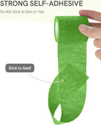 FriCARE Self Adhesive Bandage Wrap, Medical Tape in First Aid Kit, Cohesive Bandages for Wounds Sport Vet, 2 Inches X 5 Yards 6 Rolls, Emerald Green