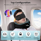 Upgraded Neck Pillow for Airplane Travel - 360° Support Stops Head Bobbing, Memory Foam Travel Pillow With Eye Mask & Earplugs, Portable Carry Bag for Long Flights/Car| Best Airplane Accessories Black