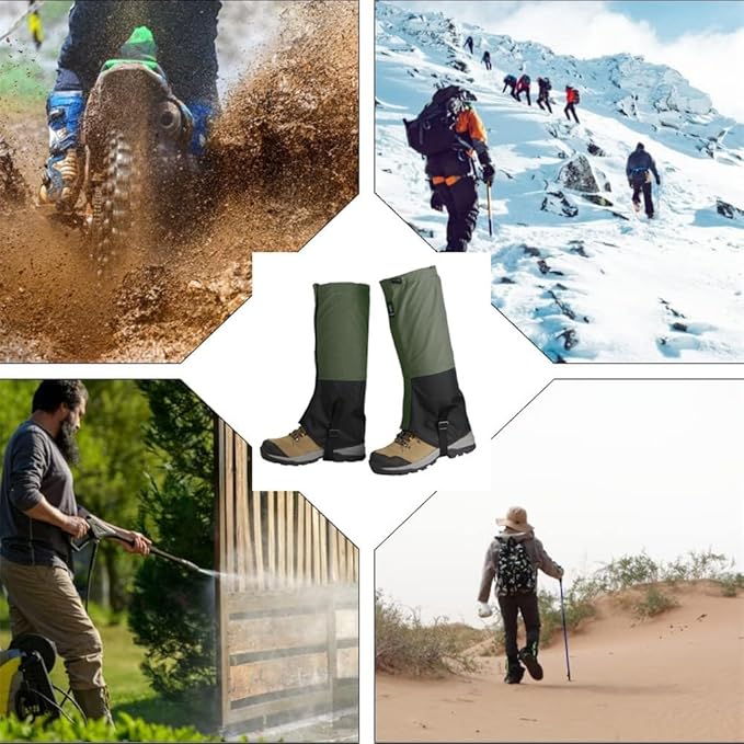 Gaiters for Hiking Waterproof, Leg Gaiters with Upgraded Zipper Design, Lightweight Shoe Gaiters for Men Women, Dirt-Proof Ripstop Hiking Gaiters, Breathable Boot Gators for Hunting