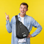 Seektop Crossbody Bag Anti-Theft RFID Blocking Waterproof 400D Nylon Lightweight Small Sling Backpack Shoulder Bags Chest Pack for Travel Hiking Outdoor Commuting Men Women Black