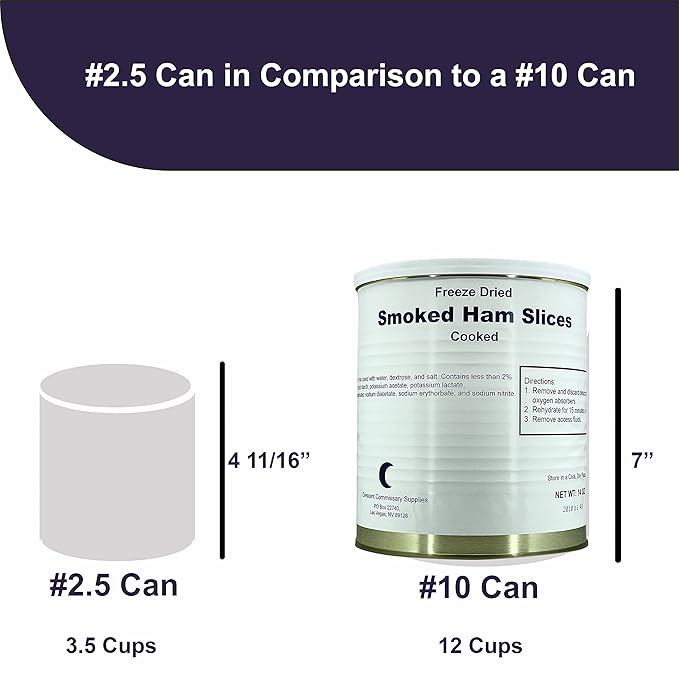 Freeze Dried Cooked Smoked Ham Slices , Jarred and Packed Emergency Food Supply | Hunting, Survival, Camping, Backpacking Long Term Food Storage 25+ years shelf life | Easy Prep Survival Food 10 Size Cans (Smoked Ham Slices)