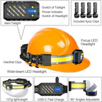 LED Headlamp, 1000lumens 230° Widebeam Headlight, USB Rechargeable HeadLamp with Red Taillight, Lightweight Waterproof Headband Light for Camping Running Hiking, Hard Hat Headlamp