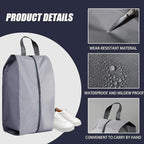 5Pcs XL Travel Shoe Bags Portable Travel Gifts Shoe Organizer with Zipper Closure, Waterproof Nylon Shoe Storage Organizer with Handle Travel Bags For Men and Women, Grey