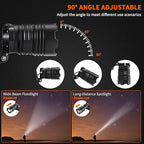 Headlamp Rechargeable 2Pack, Head lamps led rechargeable, Adjustable Focus Headlight Outdoor, 4Mode Head Lights for Forehead, 90°Angle LED Headlamp, Waterproof Headlamps for Adults Camping Hard Hat