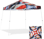 EAGLE PEAK 10x10 Slant Leg Pop-up Canopy Tent Easy One Person Setup Instant Outdoor Beach Canopy Folding Portable Sports Shelter 10x10 Base 8x8 Top (American Icon)