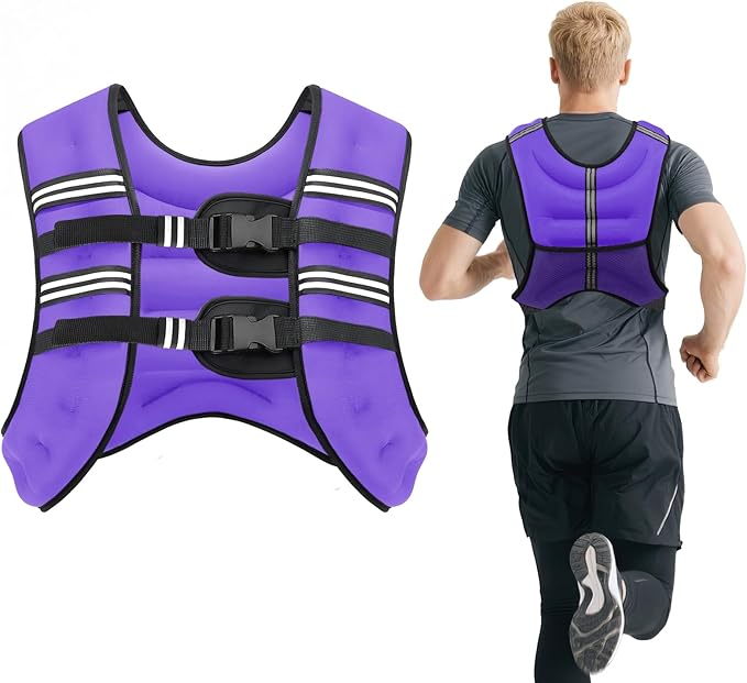 Weighted Vest for Woman Men,6lb/8lb/12lb/16lb/20Lb/25lb Weight Vest with Reflective Stripe Adjustable Buckle Strap Back Pocket Workout Strength Training Walking Jogging Running